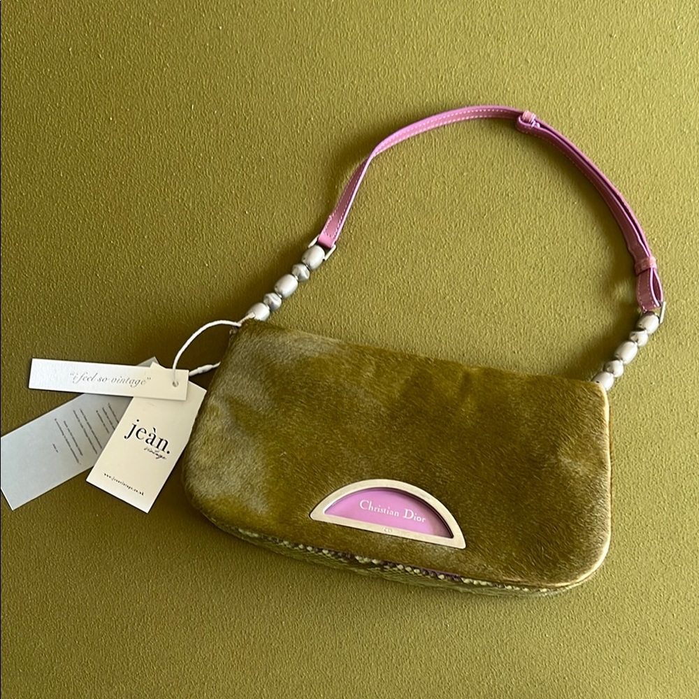 Dior Olive Green and Pink Shoulder Bag